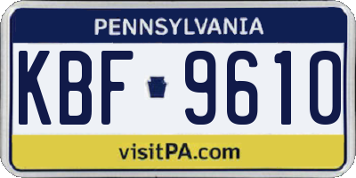 PA license plate KBF9610