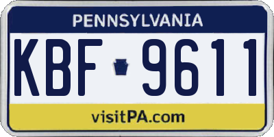 PA license plate KBF9611