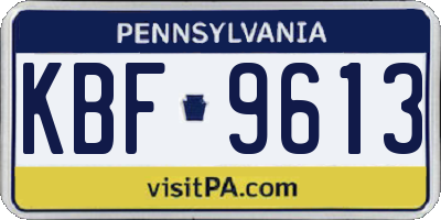 PA license plate KBF9613