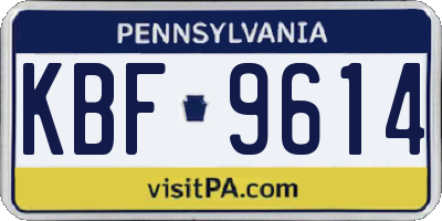 PA license plate KBF9614