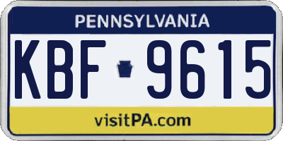 PA license plate KBF9615