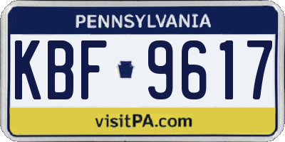 PA license plate KBF9617