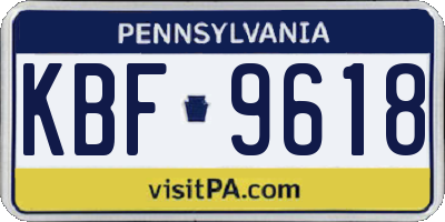 PA license plate KBF9618