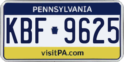 PA license plate KBF9625