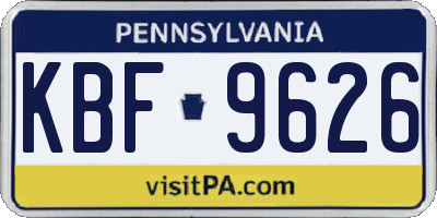 PA license plate KBF9626