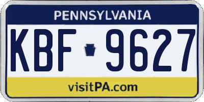 PA license plate KBF9627