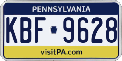 PA license plate KBF9628