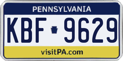 PA license plate KBF9629