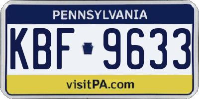 PA license plate KBF9633