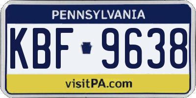 PA license plate KBF9638