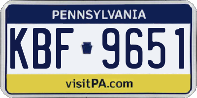 PA license plate KBF9651