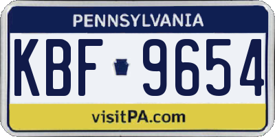 PA license plate KBF9654