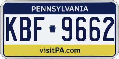 PA license plate KBF9662