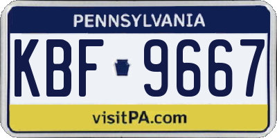 PA license plate KBF9667