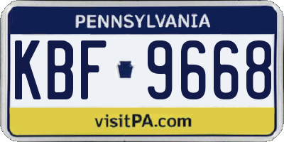 PA license plate KBF9668