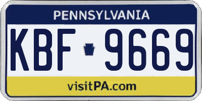 PA license plate KBF9669
