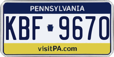 PA license plate KBF9670