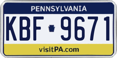 PA license plate KBF9671