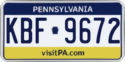 PA license plate KBF9672