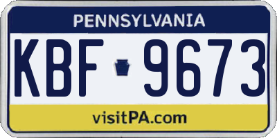 PA license plate KBF9673