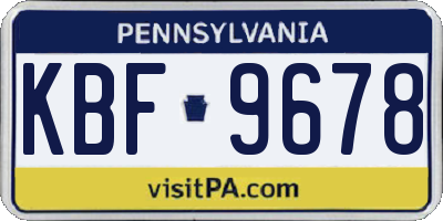 PA license plate KBF9678