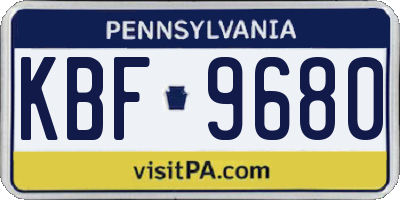 PA license plate KBF9680