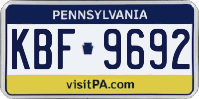 PA license plate KBF9692