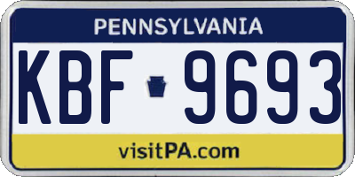 PA license plate KBF9693