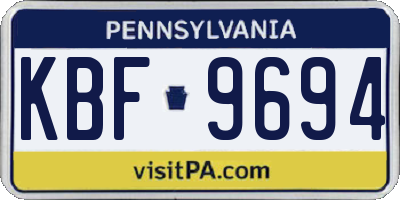 PA license plate KBF9694
