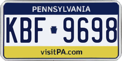 PA license plate KBF9698