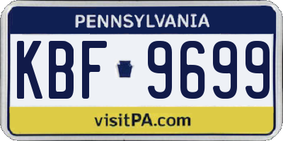 PA license plate KBF9699