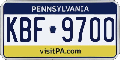 PA license plate KBF9700