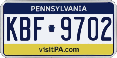 PA license plate KBF9702