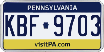 PA license plate KBF9703