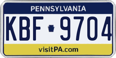 PA license plate KBF9704
