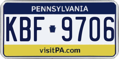 PA license plate KBF9706