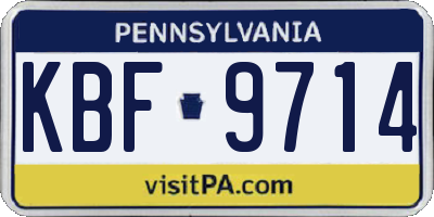 PA license plate KBF9714