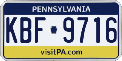 PA license plate KBF9716