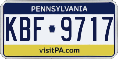 PA license plate KBF9717