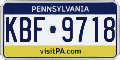 PA license plate KBF9718