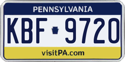 PA license plate KBF9720