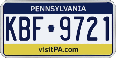 PA license plate KBF9721