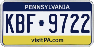 PA license plate KBF9722