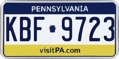 PA license plate KBF9723