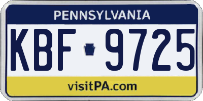 PA license plate KBF9725