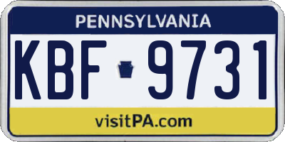 PA license plate KBF9731