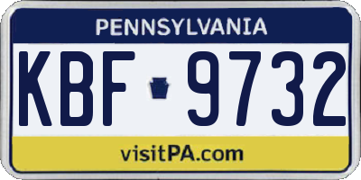 PA license plate KBF9732