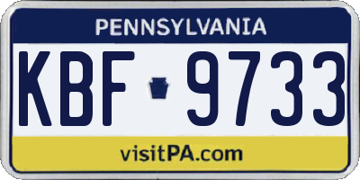 PA license plate KBF9733
