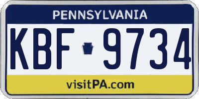 PA license plate KBF9734