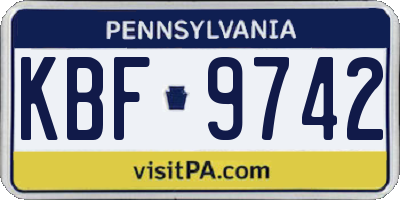 PA license plate KBF9742
